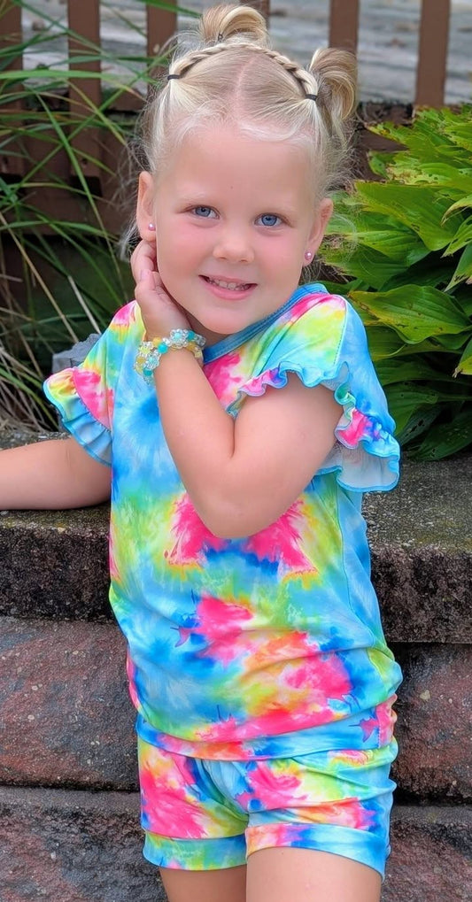 6-12m Tie Dye Ruffle Lounge TDB Exclusive: Ready to Ship