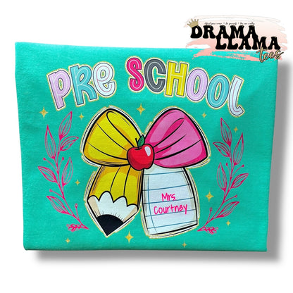 Grades Student OR Teacher Ribbon Personalized Tee (Put name in note to seller or email!) DLTPO