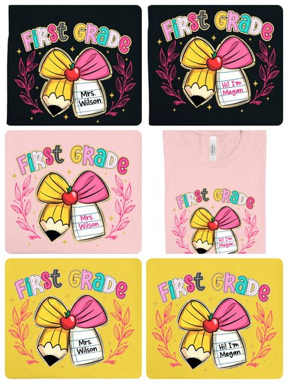 Grades Student OR Teacher Ribbon Personalized Tee (Put name in note to seller or email!) DLTPO
