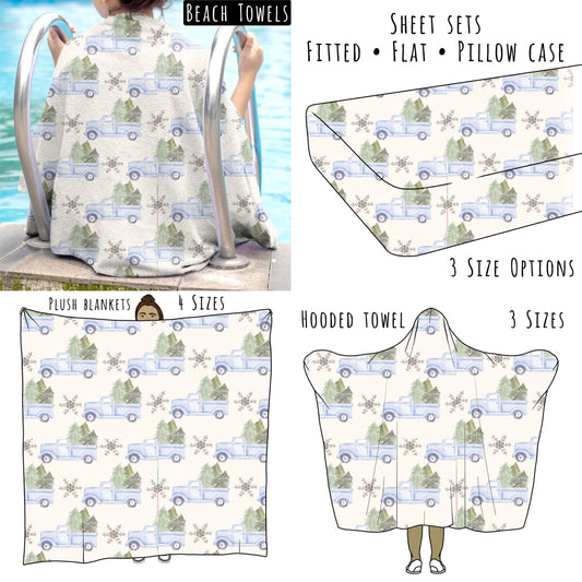 Blue Tree Trucks Personalized Items ~ Sheets, Pillowcases, Blankets, Towels ~
