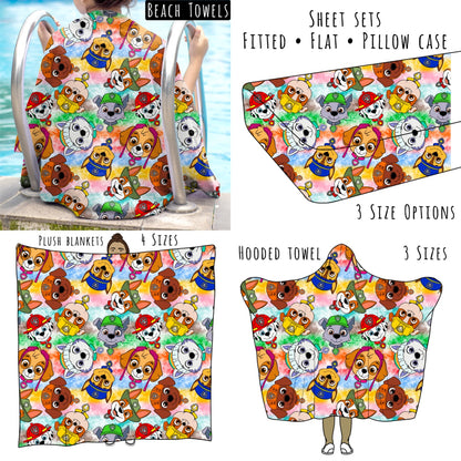Pups 5 Personalized Items ~ Sheets, Pillowcases, Blankets, Towels ~