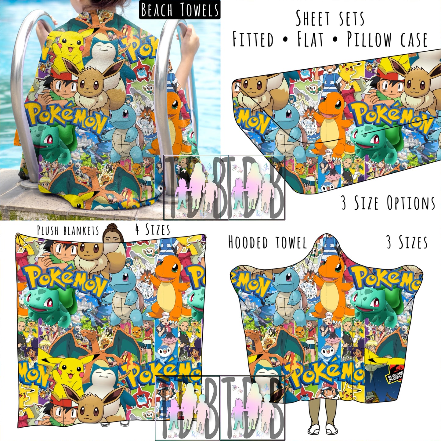 Poke Personalized Items ~ Sheets, Pillowcases, Blankets, Towels ~