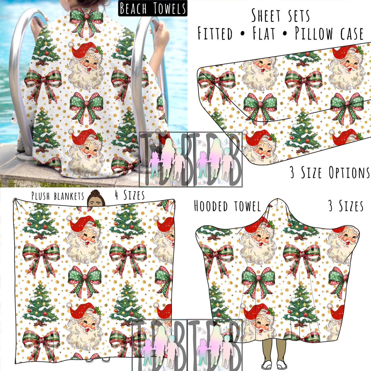 Vintage Santa Personalized Items ~ Sheets, Pillowcases, Blankets, Towels ~