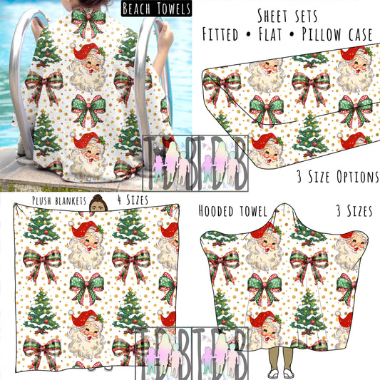 Vintage Santa Personalized Items ~ Sheets, Pillowcases, Blankets, Towels ~