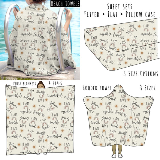 Boho Affirmations Personalized Items ~ Sheets, Pillowcases, Blankets, Towels ~