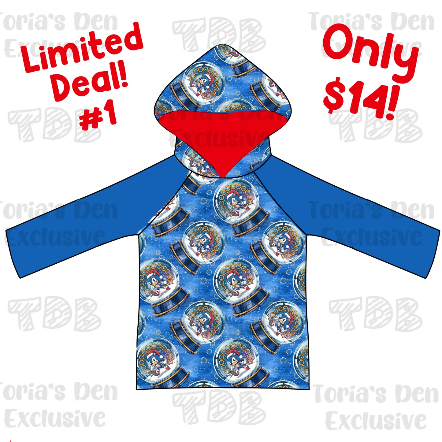 3 Left! Limited Deal #1! Blue Blur Hooded Raglan!: TDB Exclusive Pre-Order | NO CODES!