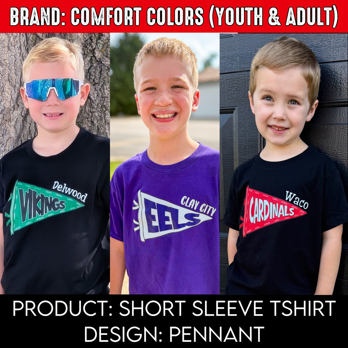 Pennant | Brand: Comfort Colore | Put team name/info & SIZE in note box!! | Youth Sizes