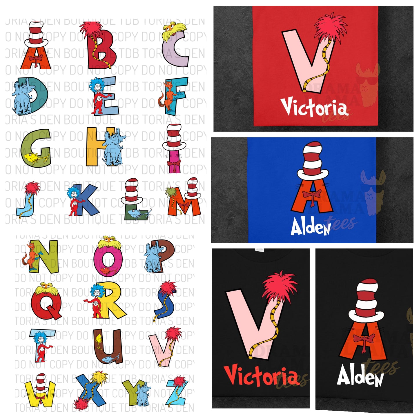 Letter + Name Tees/Sweatshirts NO EXCLUSIVES ~ Reading Release: TDB Exclusives and Drama Llama Tees