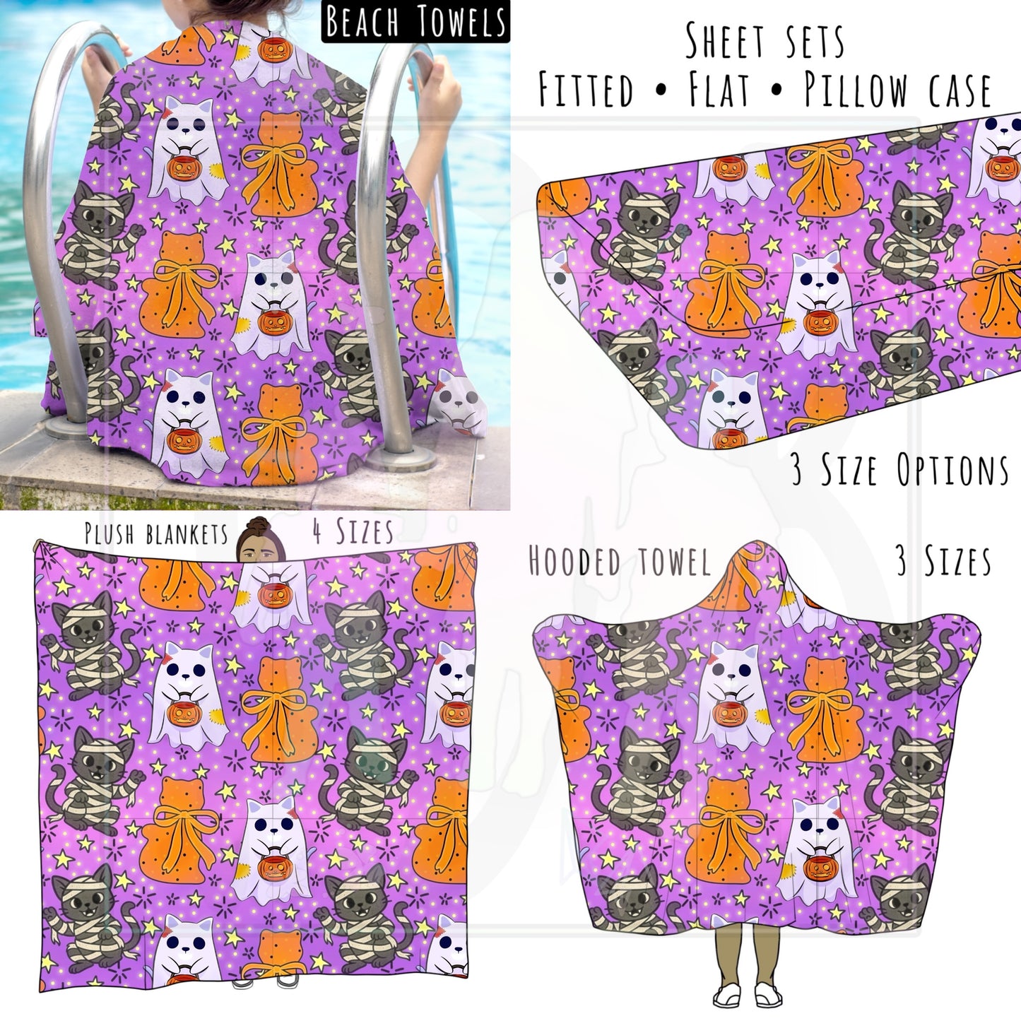 Halloween Cats Personalized Items ~ Sheets, Pillowcases, Blankets, Towels ~