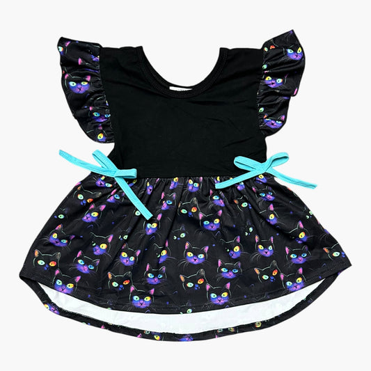 5-6 6-7 14-16 Halloween Cats Flutter Sleeve Top Exclusive *Ready to Ship!*