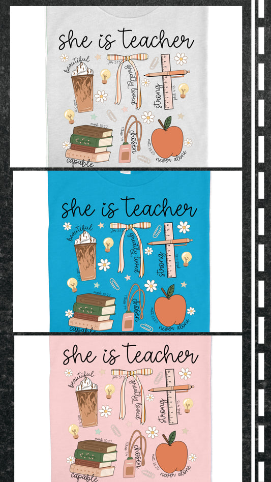 She is Teacher Religious Affirmations Tee: DLTPO