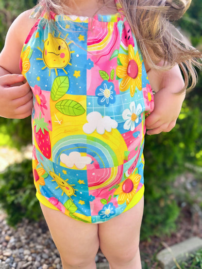 12-18, 2T (2), 3T (2), 4T (2), 5-6 Ready to Ship Sunny Summer Halter Rompers: TDB Exclusive