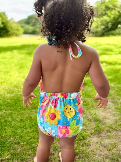 12-18, 2T (2), 3T (2), 4T (2), 5-6 Ready to Ship Sunny Summer Halter Rompers: TDB Exclusive