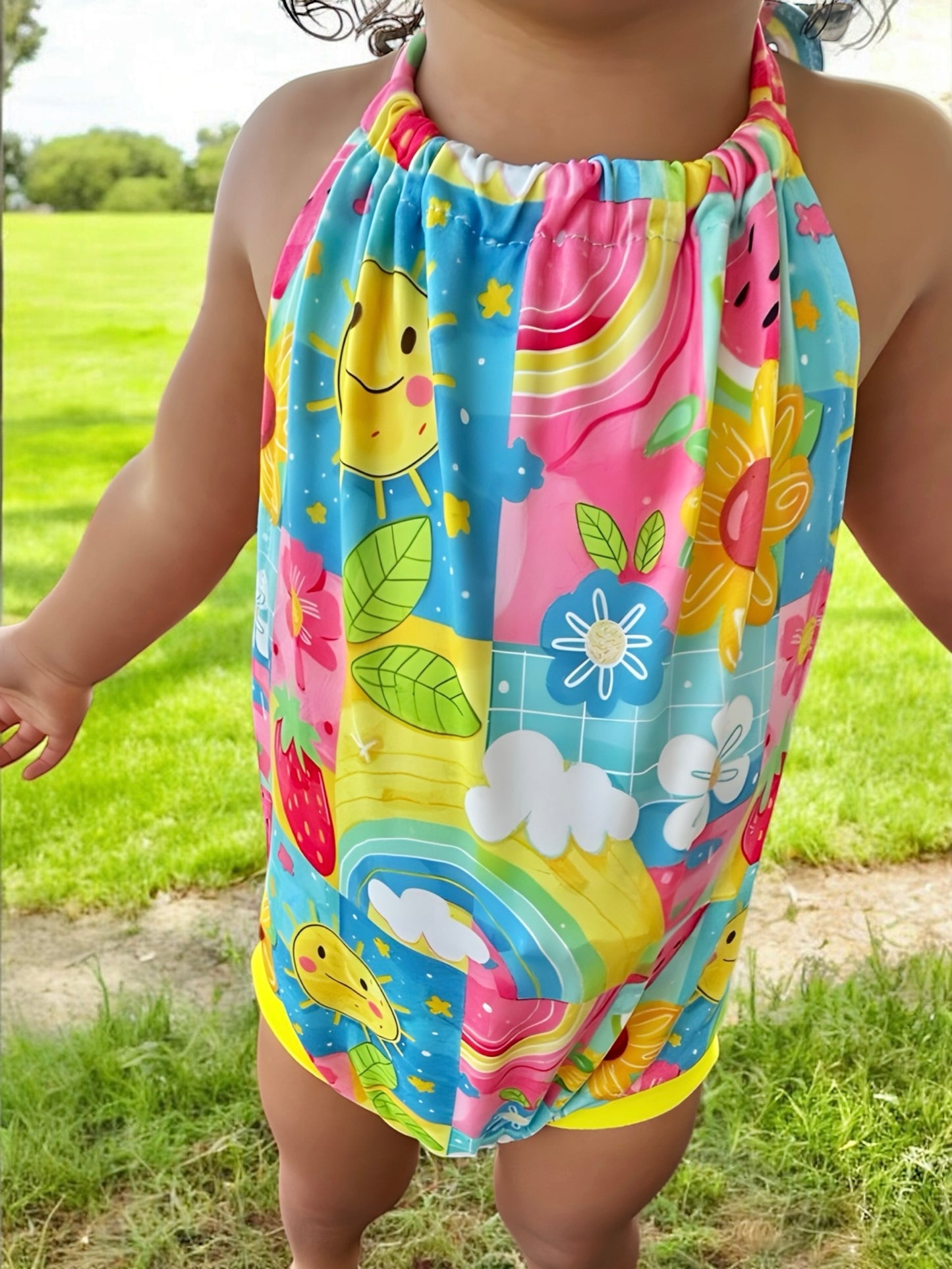 12-18, 2T (2), 3T (2), 4T (2), 5-6 Ready to Ship Sunny Summer Halter Rompers: TDB Exclusive