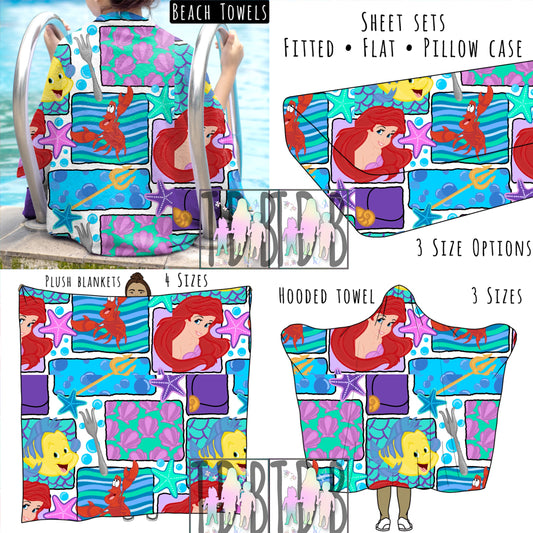 Mermaid Collage Personalized Items ~ Sheets, Pillowcases, Blankets, Towels ~
