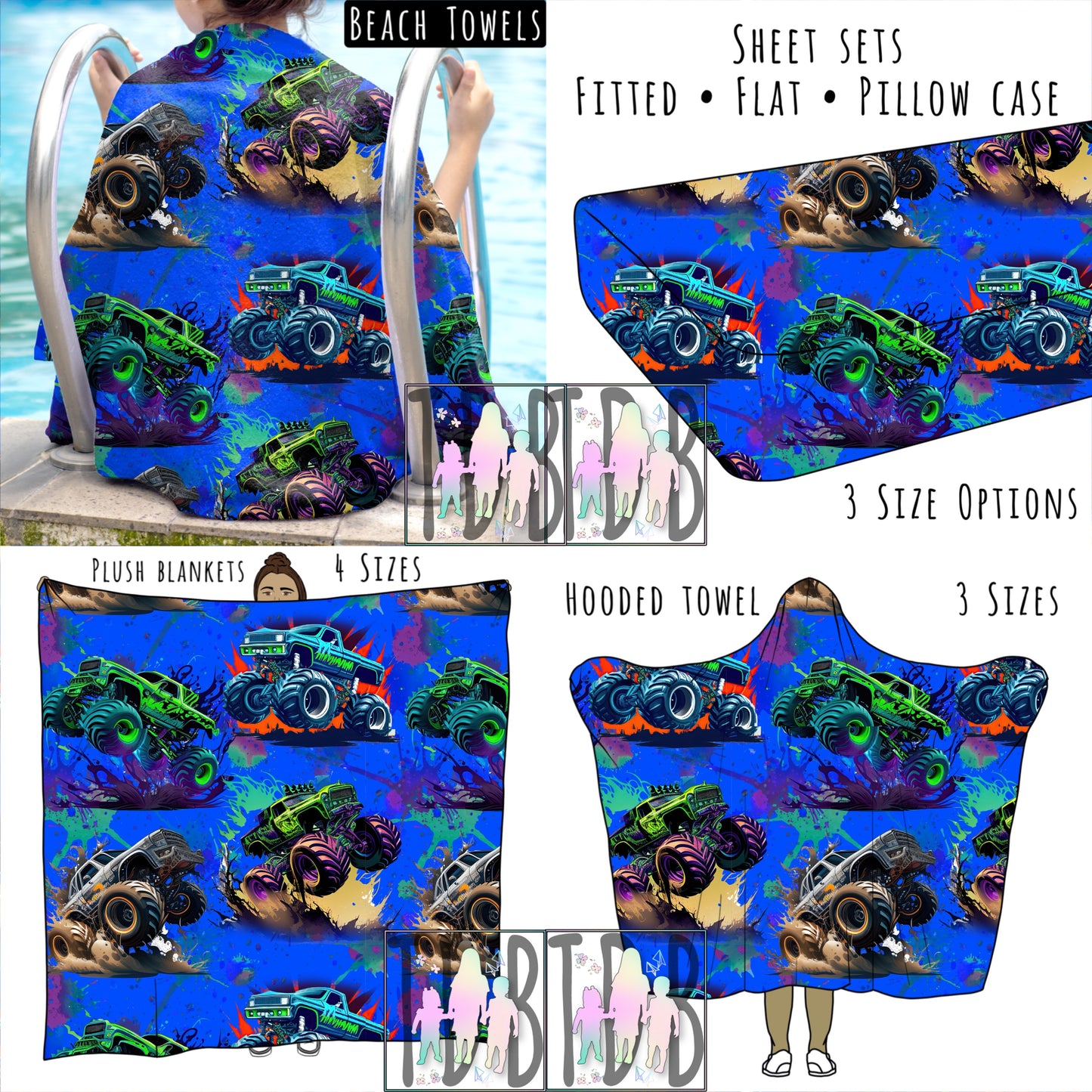 Trucks Personalized Items ~ Sheets, Pillowcases, Blankets, Towels ~