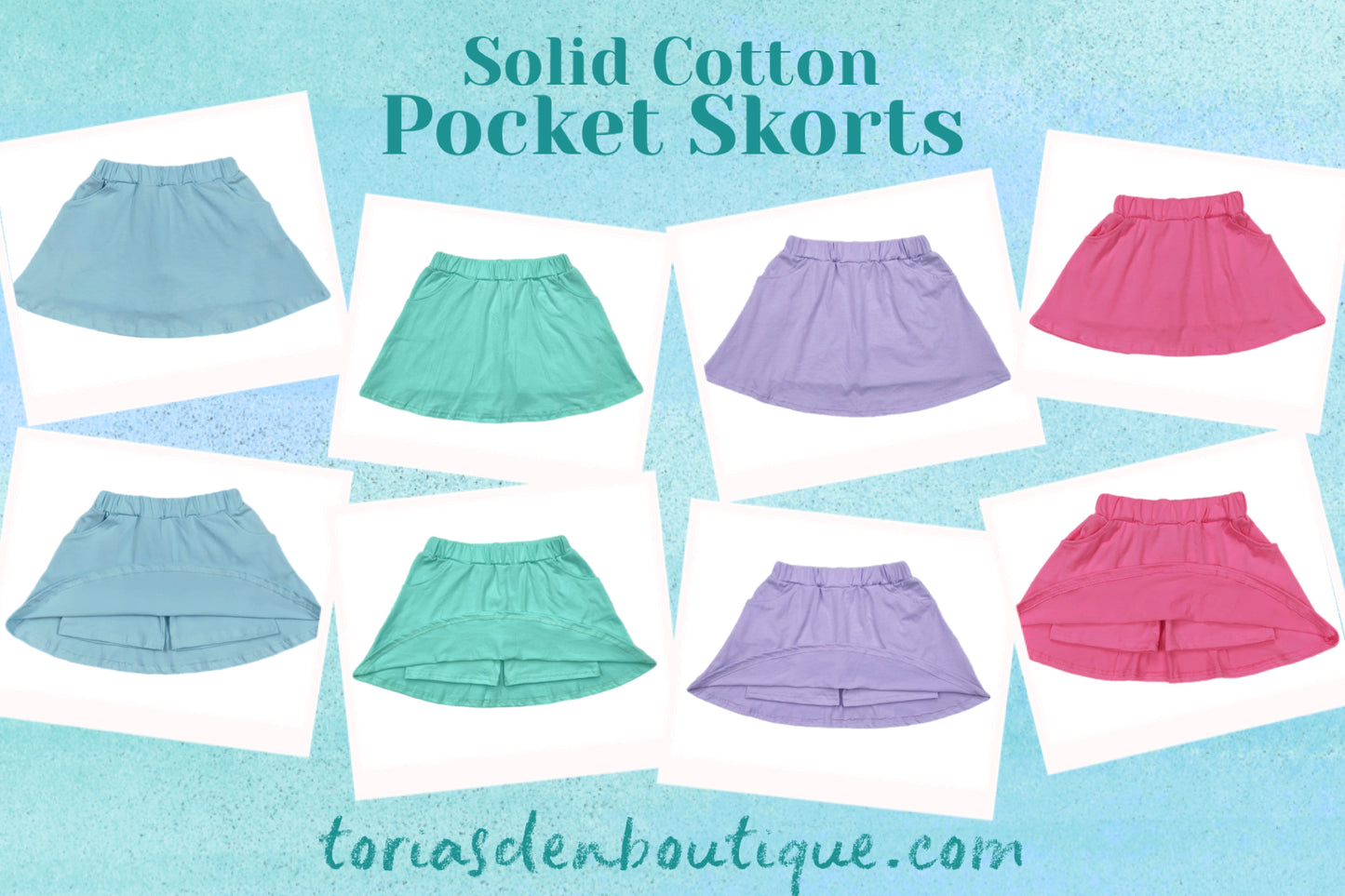 Solid Cotton Pocket Skorts | Bundle Available | (size up one for sizes over 5-6)