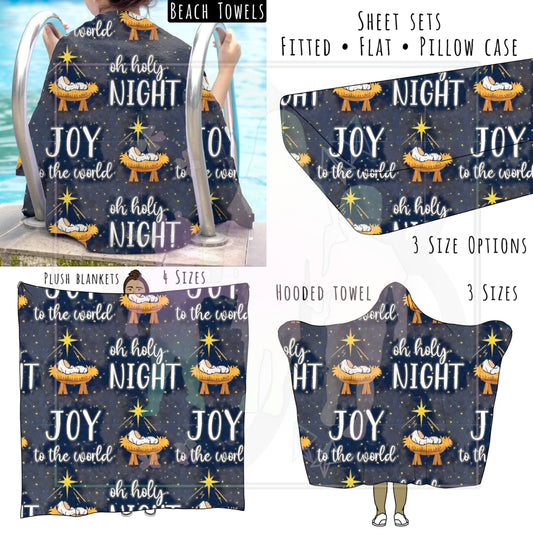 Oh Holy Night Joy to the World Personalized Items ~ Sheets, Pillowcases, Blankets, Towels ~