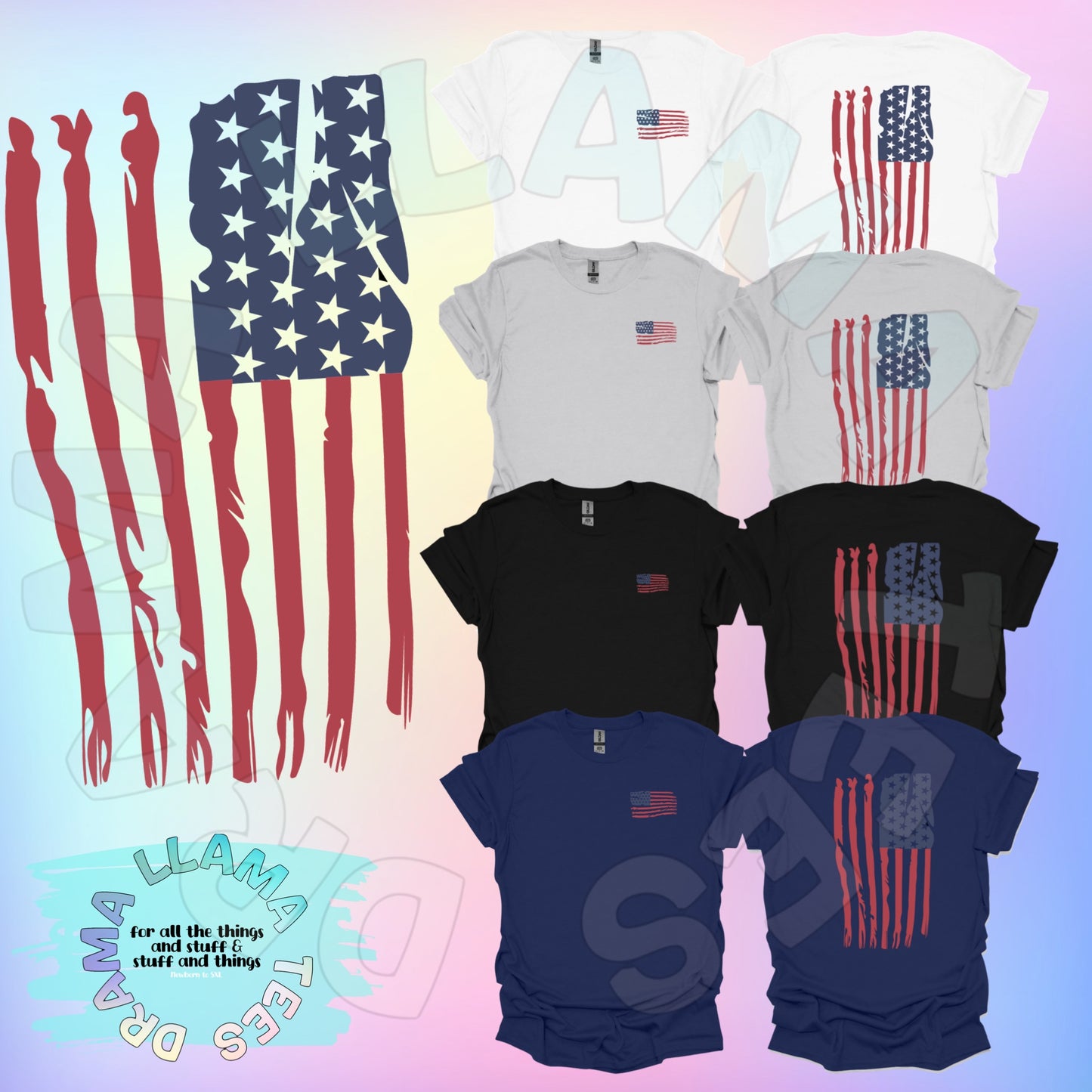 Fourth of July Distressed Flag Tees (Adult Sizes)
