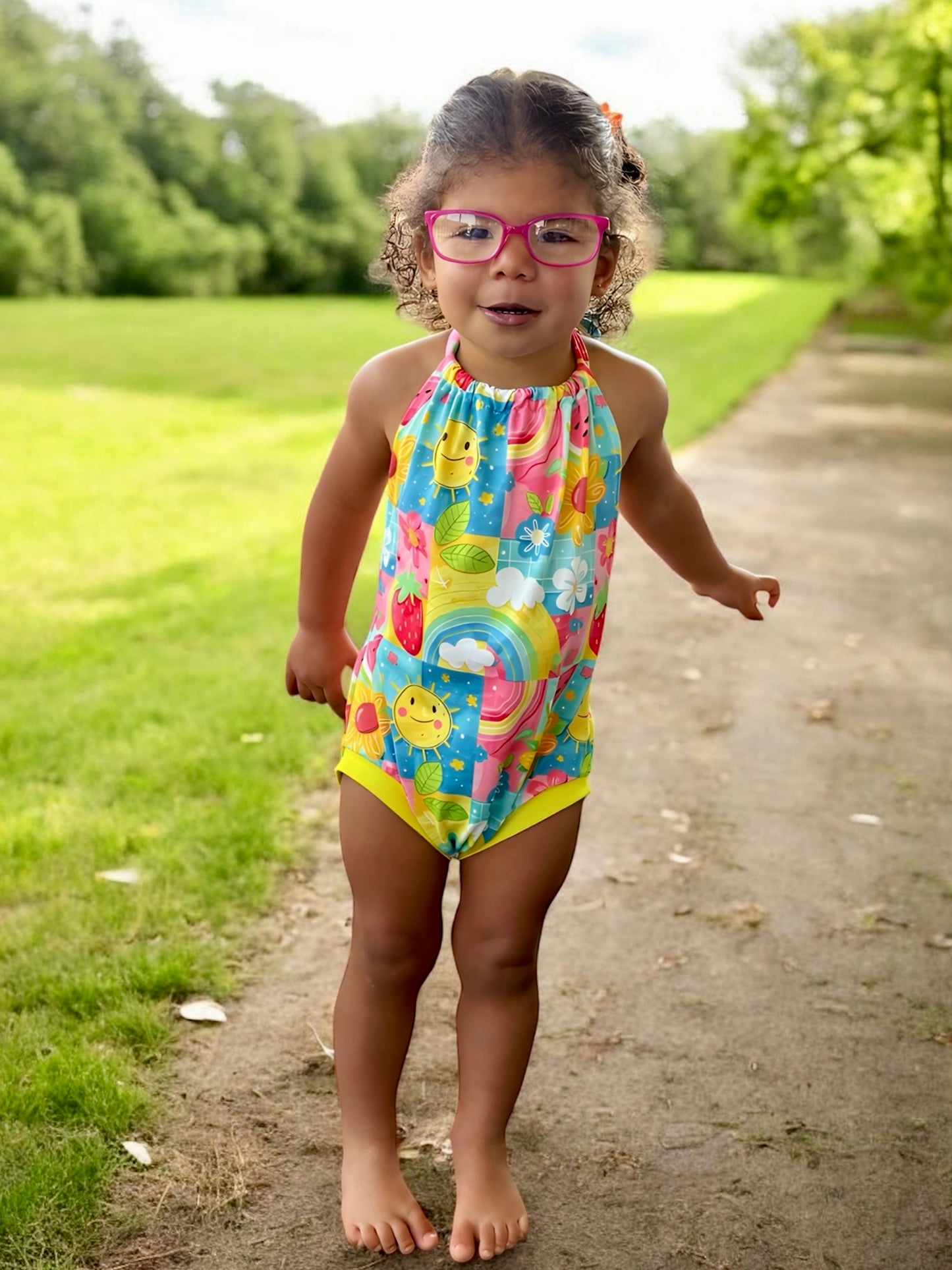 12-18, 2T (2), 3T (2), 4T (2), 5-6 Ready to Ship Sunny Summer Halter Rompers: TDB Exclusive