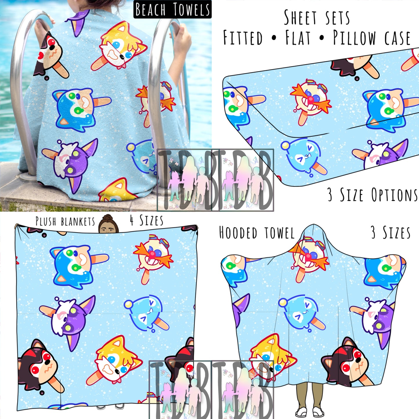 Blue Blur & Friends Popsicles Personalized Items ~ Sheets, Pillowcases, Blankets, Towels ~