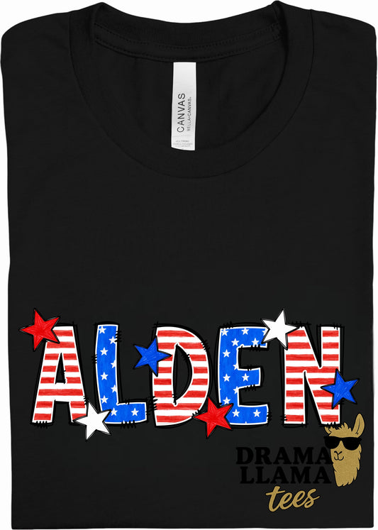 Custom Name Stars (First or First Middle/No More than 9 Letters Per Line) | RWB Tee Release 2026 | Free Shipping | Put Shirt Size in Note Box
