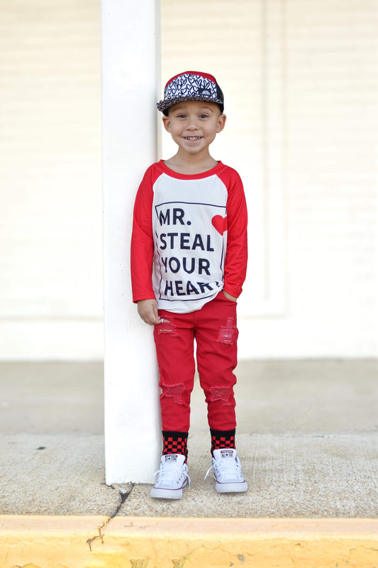 2T (2) 3T Mr Steal Your Heart Long Sleeve Tee  *CLOSEOUT SALE*
