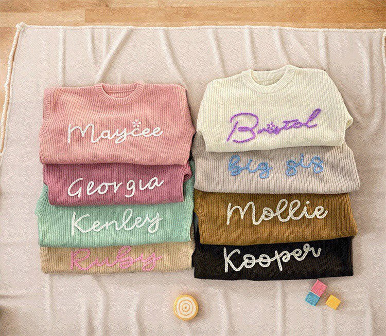 Oversized Hand Embroidered Thick Knit Sweaters