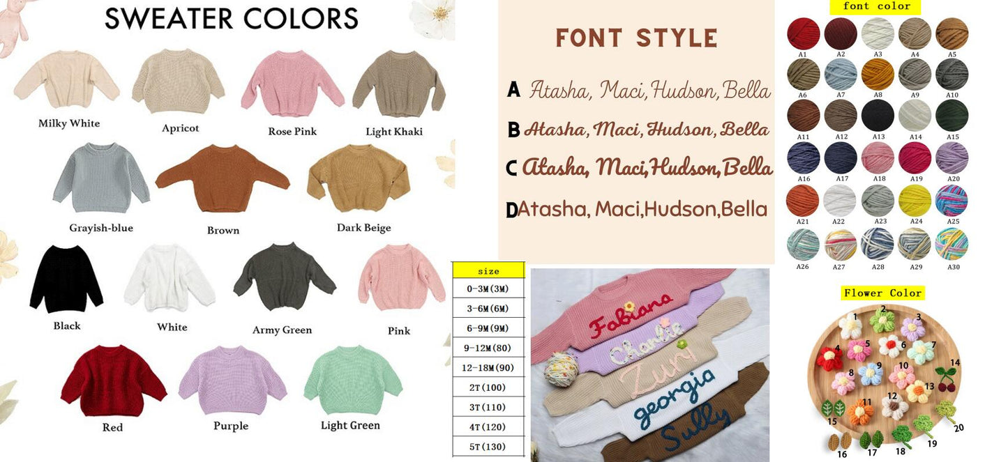 Oversized Hand Embroidered Thick Knit Sweaters